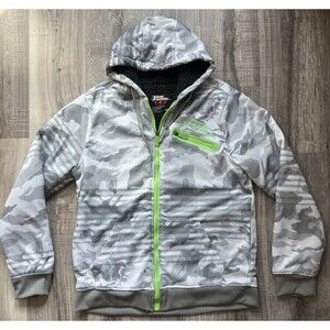 No Fear Sherpa Lined Mens Medium Hoodie Full Zip Camo Sweatshirt Long Sleeve